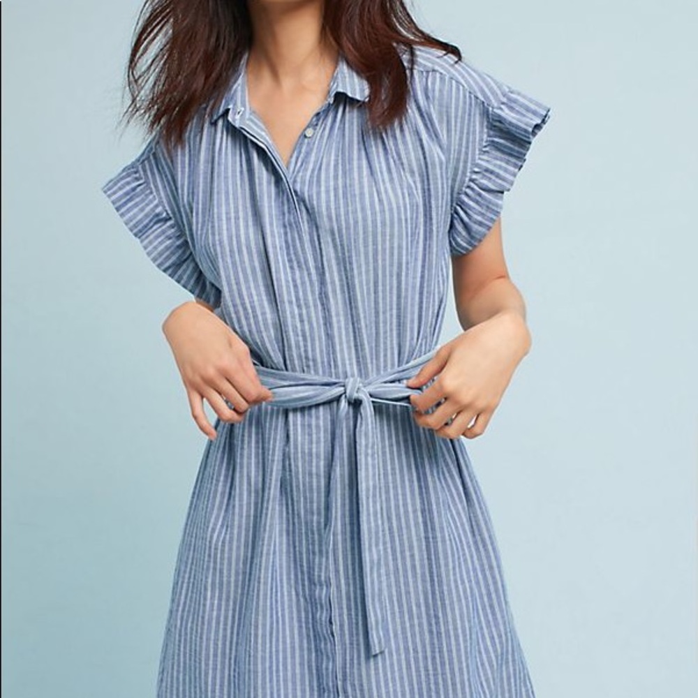 Host Pick! Blue White Striped Anthropologie Dress